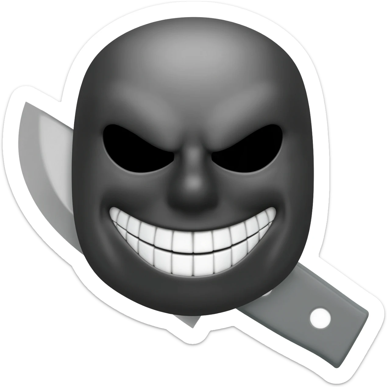 generate a black scary smail and a knife in 112 x 112 format with a transparent background sticker