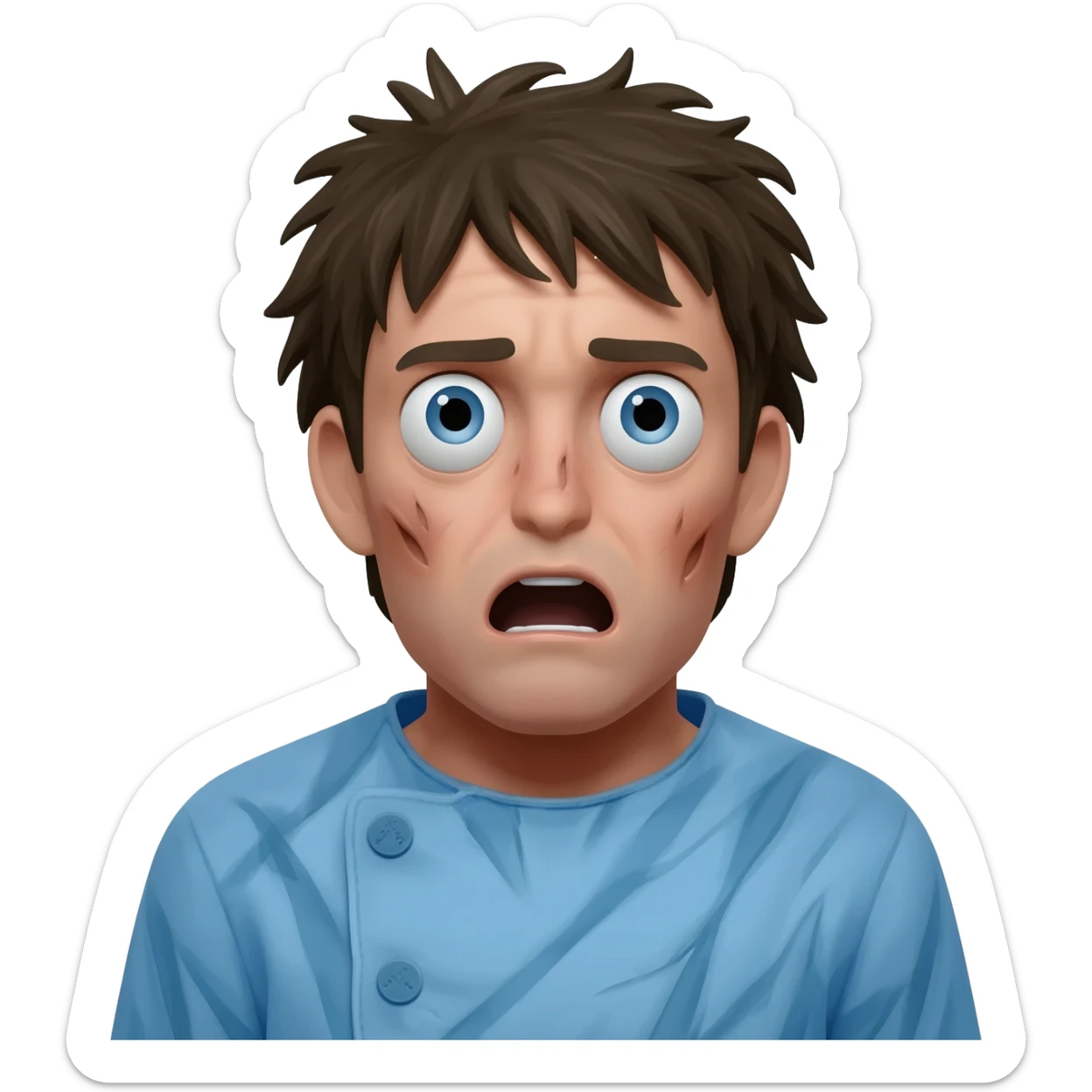 crazy person being confined in a straitjacket sticker