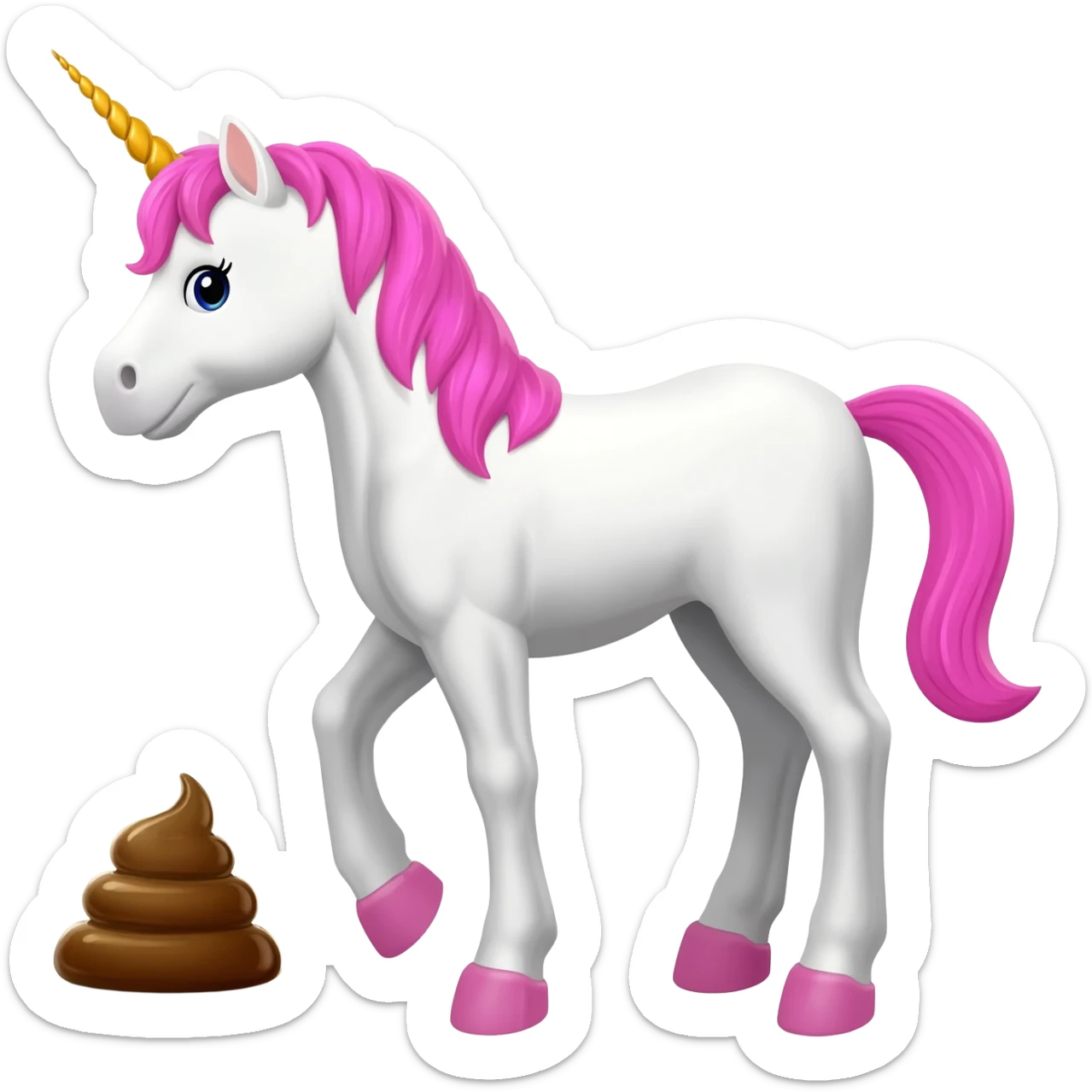 unicorn and poop behind sticker