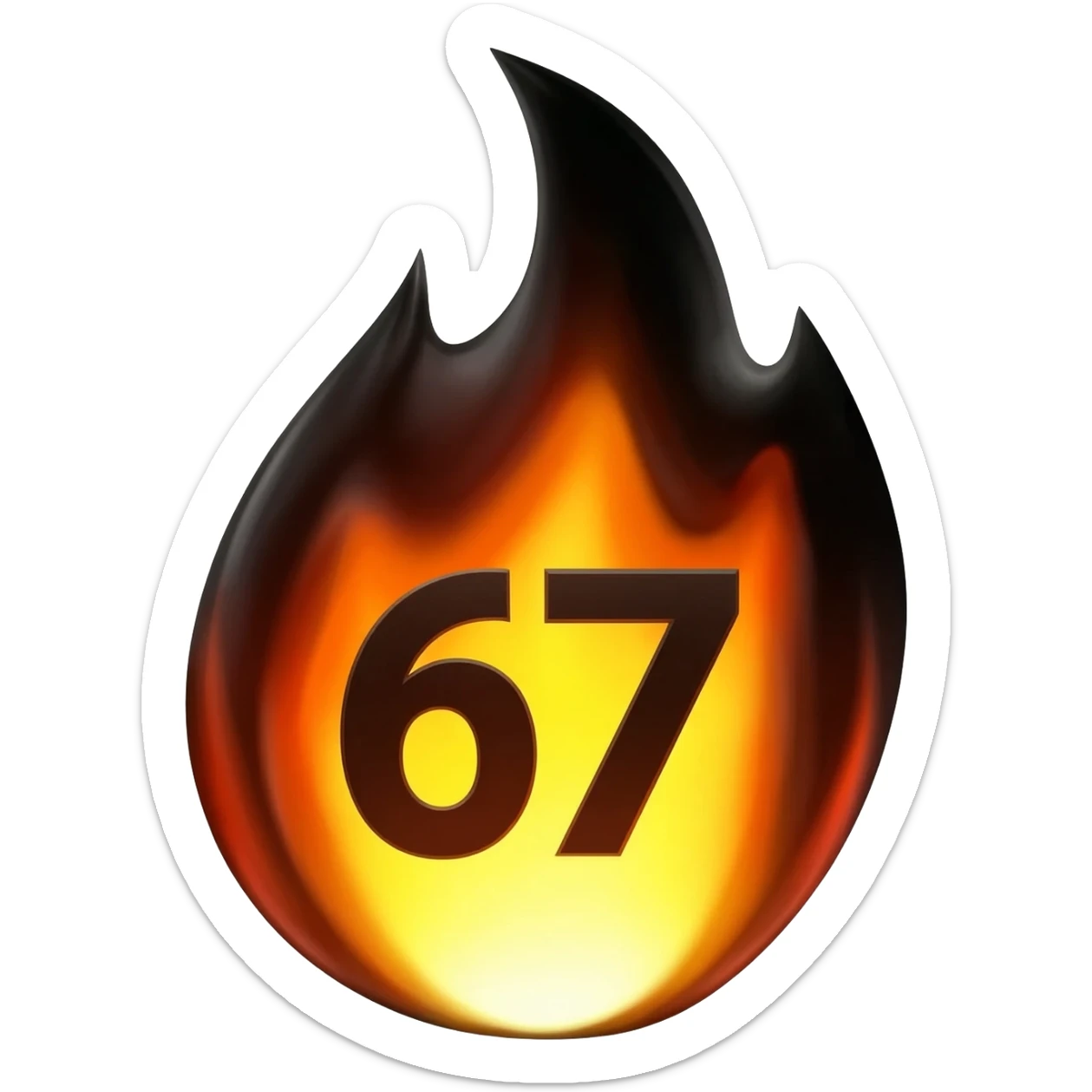 generate a black 67 burning in a black flame sticker
