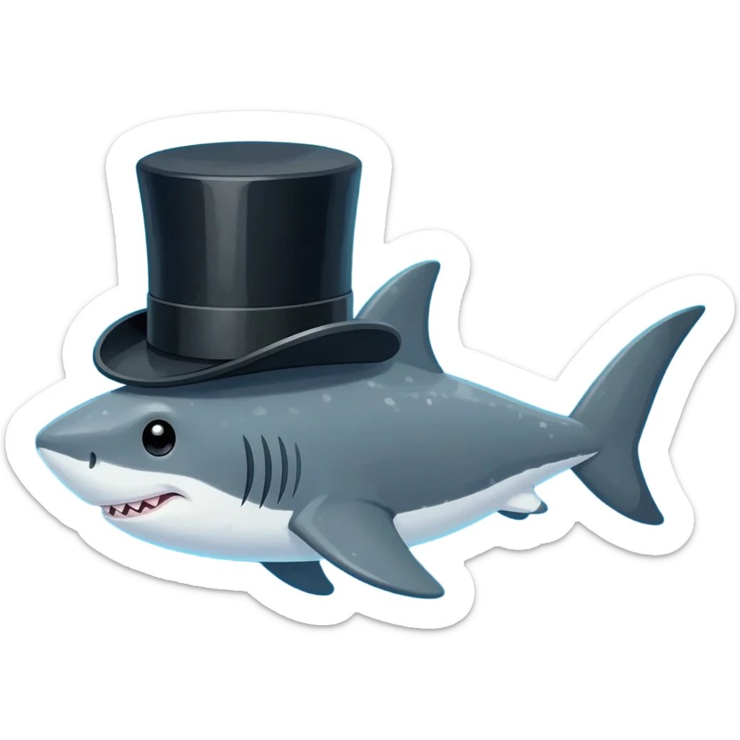 Shark with a top hat sticker