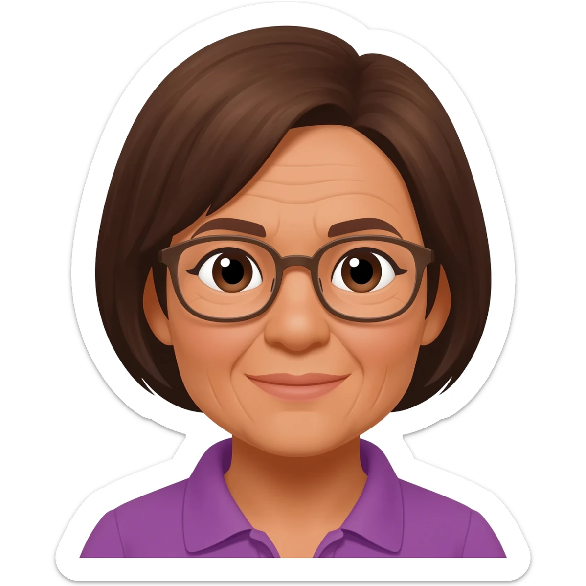 grandma, short hair, tan, brown hair, glasses, filipina sticker