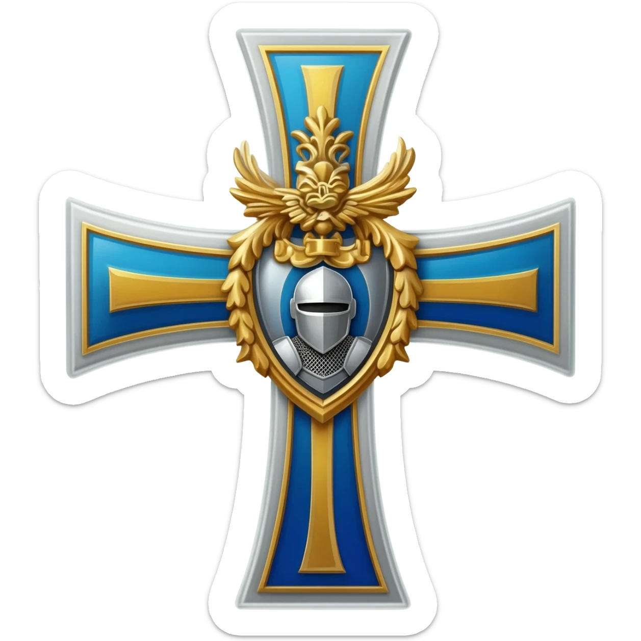 Silver knight templar cross sticker