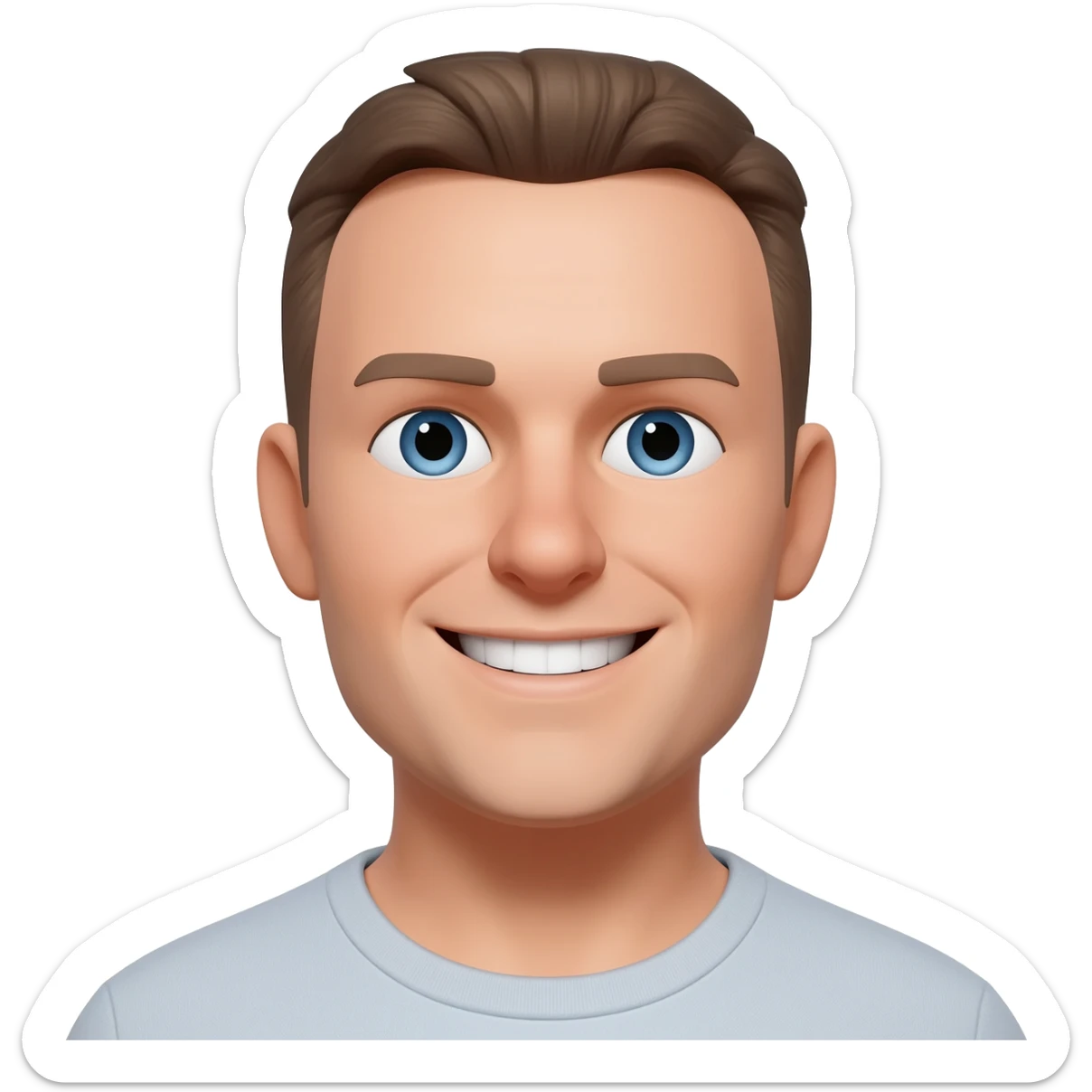 парень 30 лет с короткострижеными волосами без очков европейской внешности с голубыми глазами улыбается sticker
