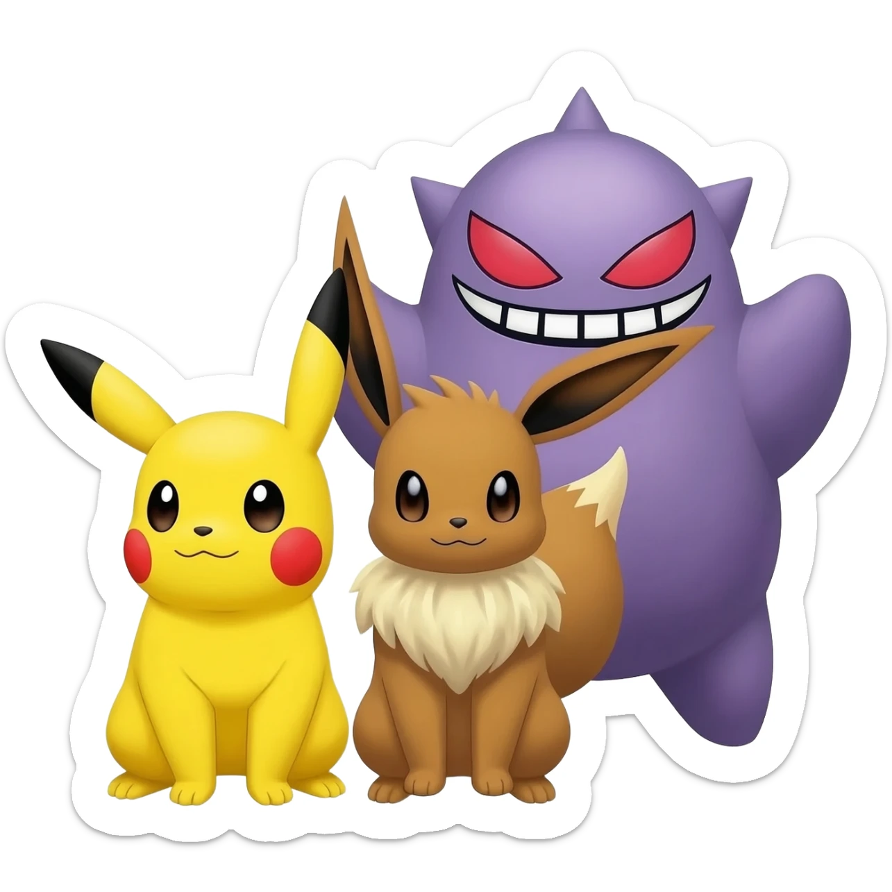 eevee and pikachu and gengar sticker