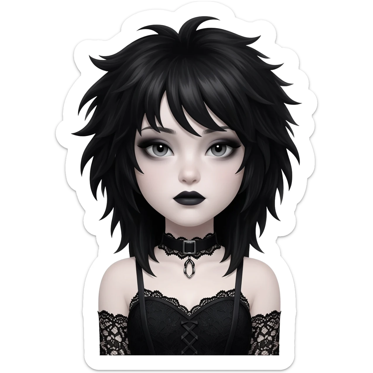goth girl with fluffy hair

 sticker