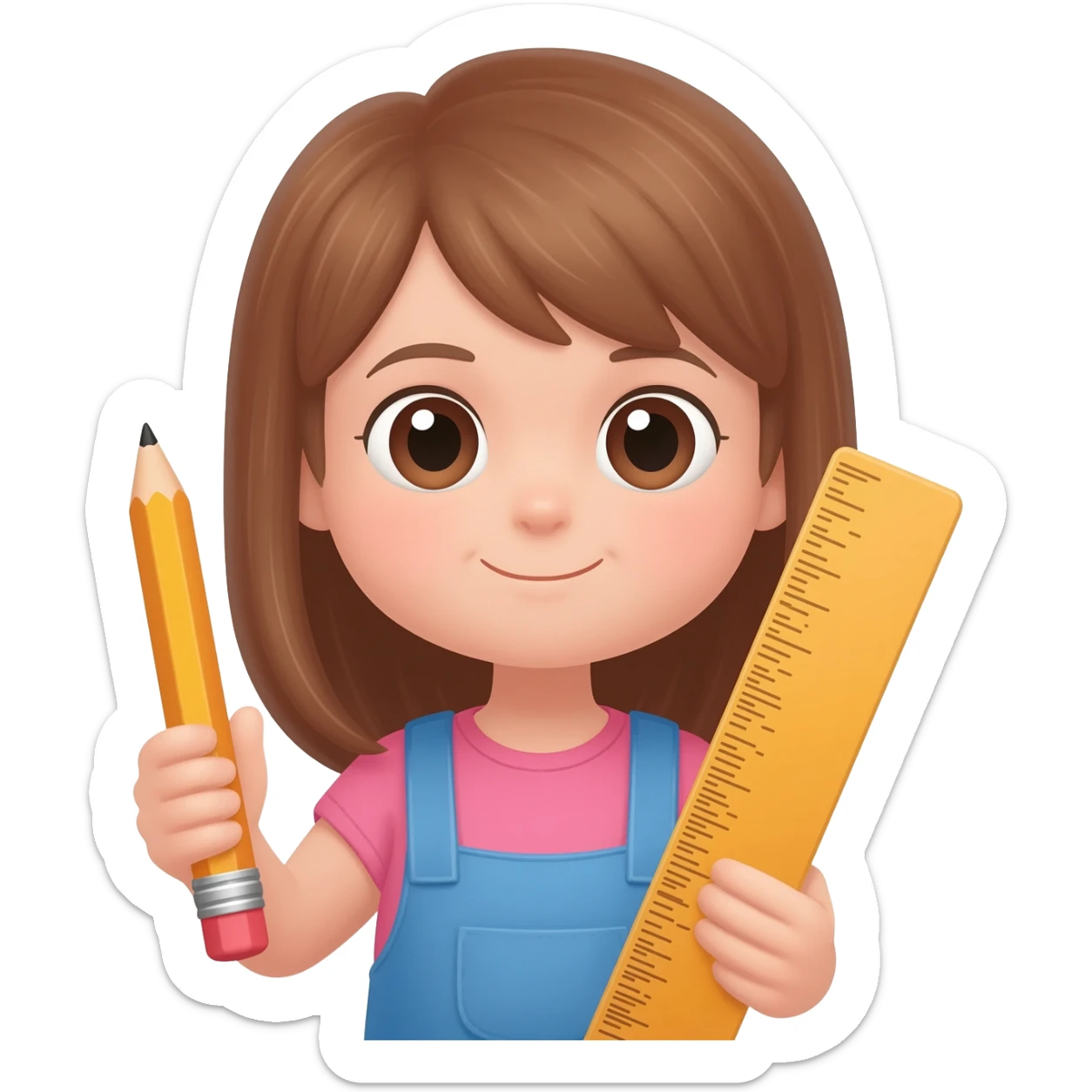 Girl with a pencil and rule sticker