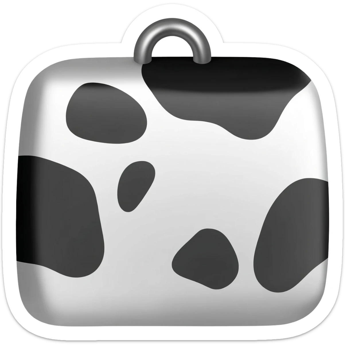 plain sqare cowbell on a collar with cow black and white pattern sticker