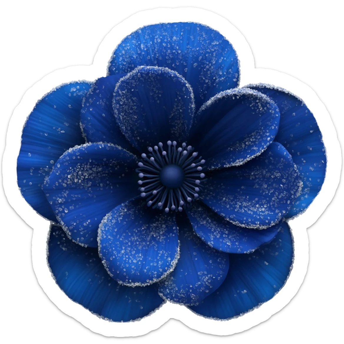 Dark blue flower with sugar sticker