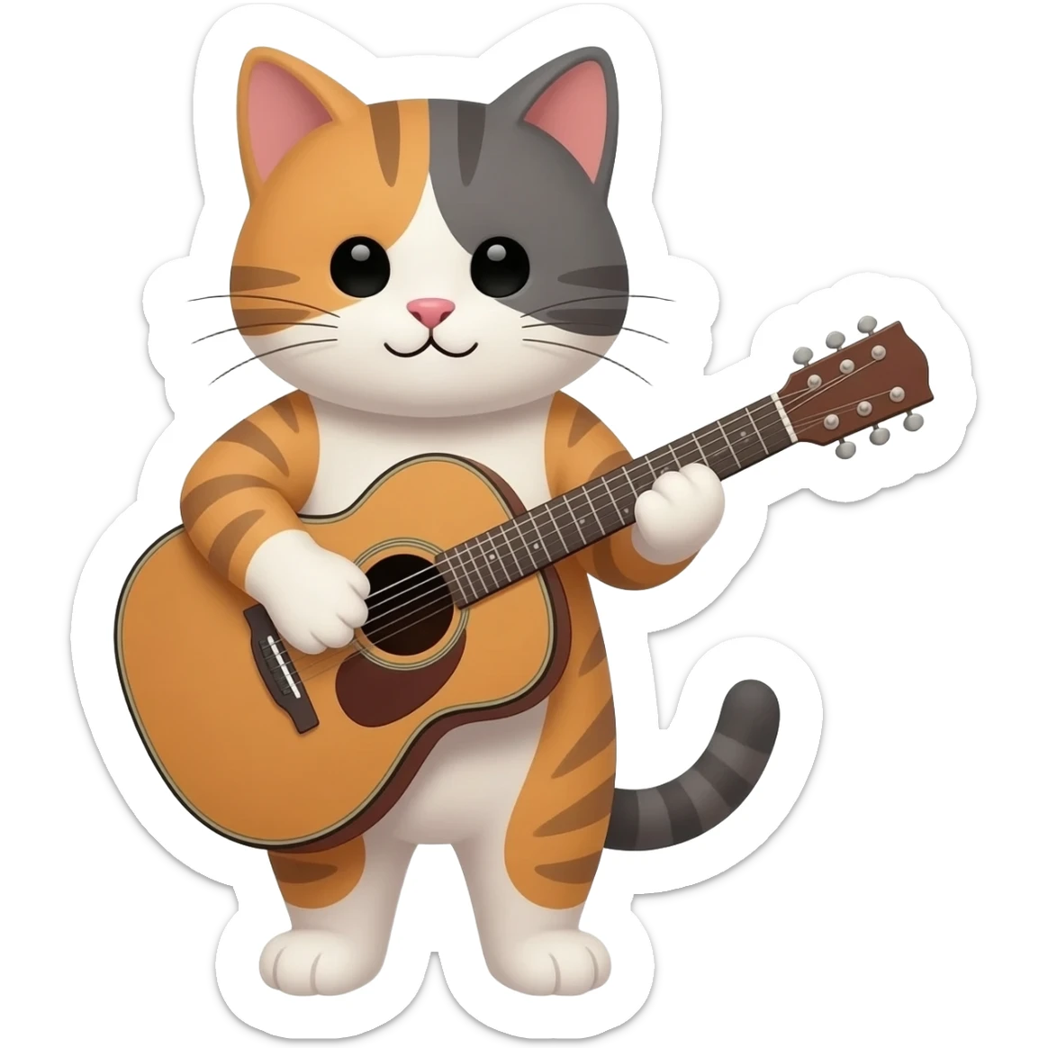 cat playing a guitar sticker