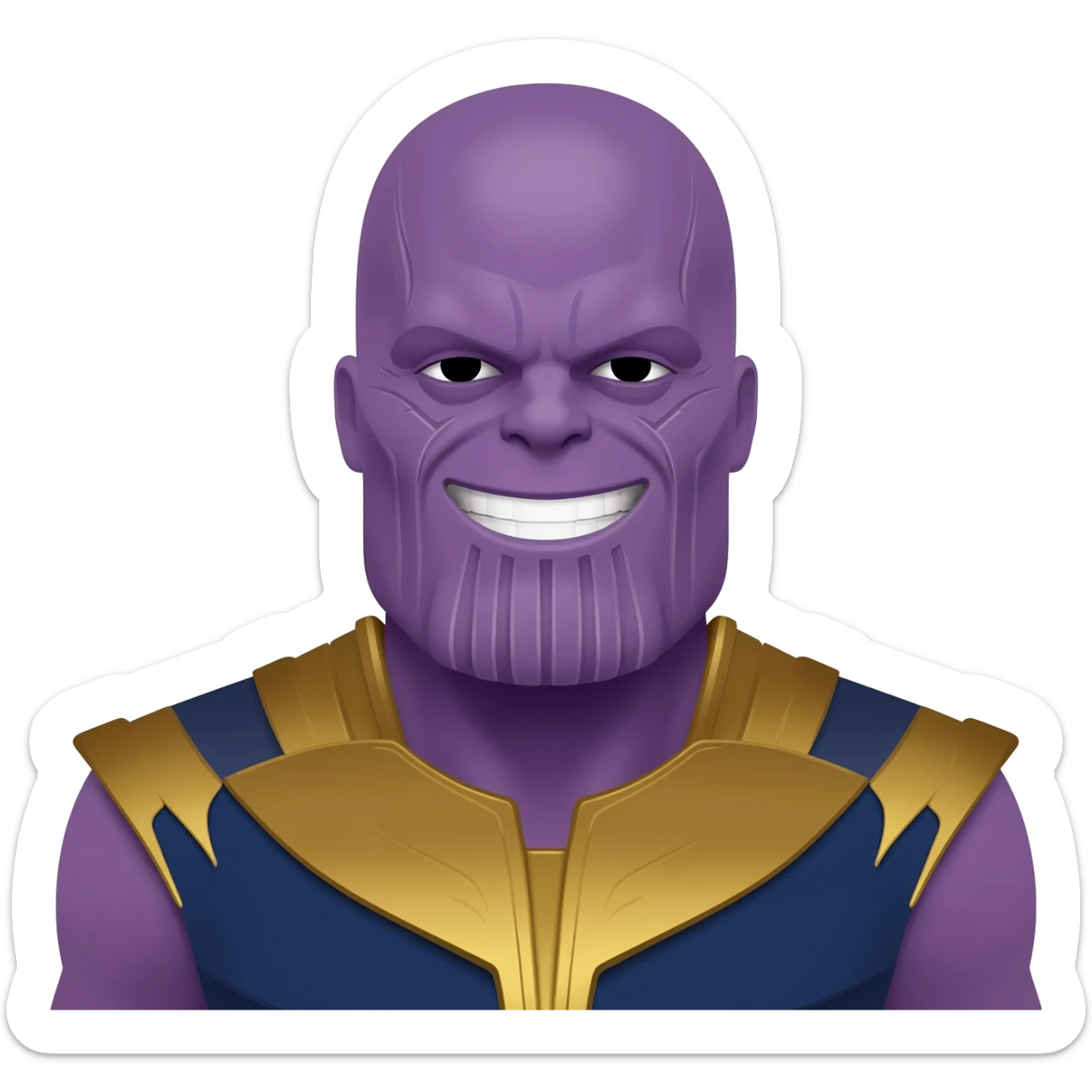 generate me a thanos emoji where hes smiling and about to snap his fingers sticker