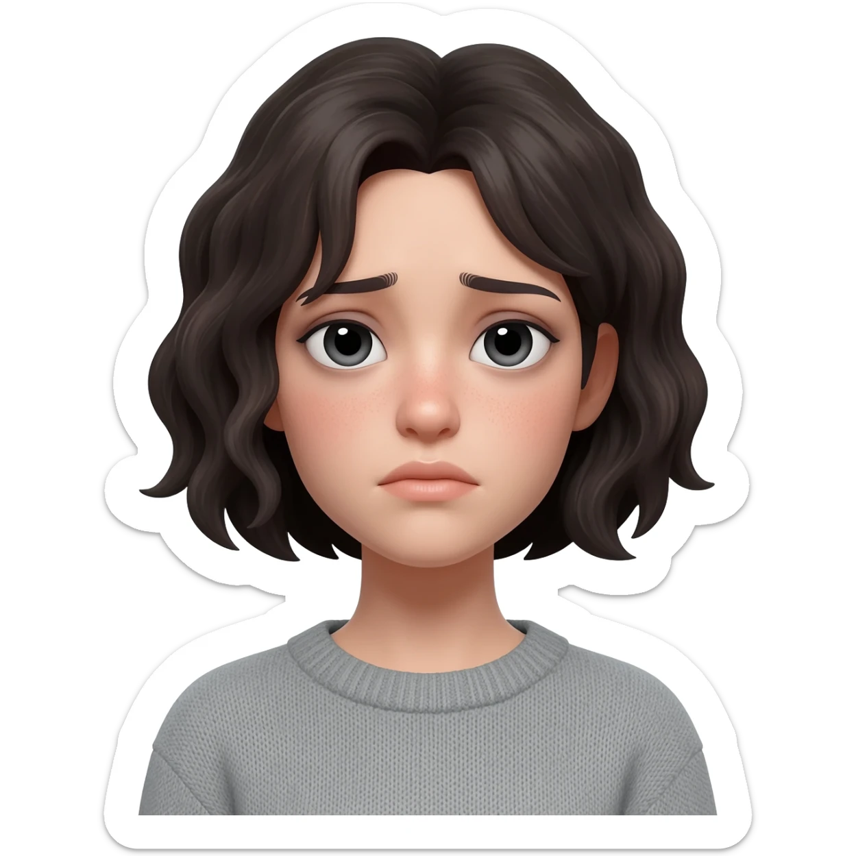 Mirada de una chica con ojeras y mirada cansada sticker