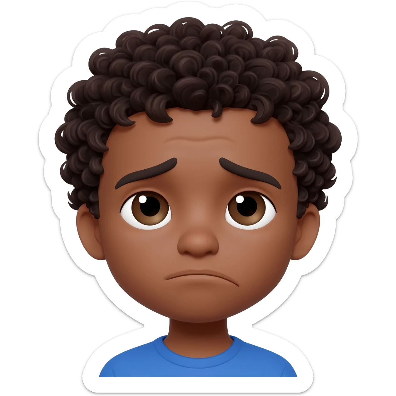 confused puzzled black boy curly hair sticker
