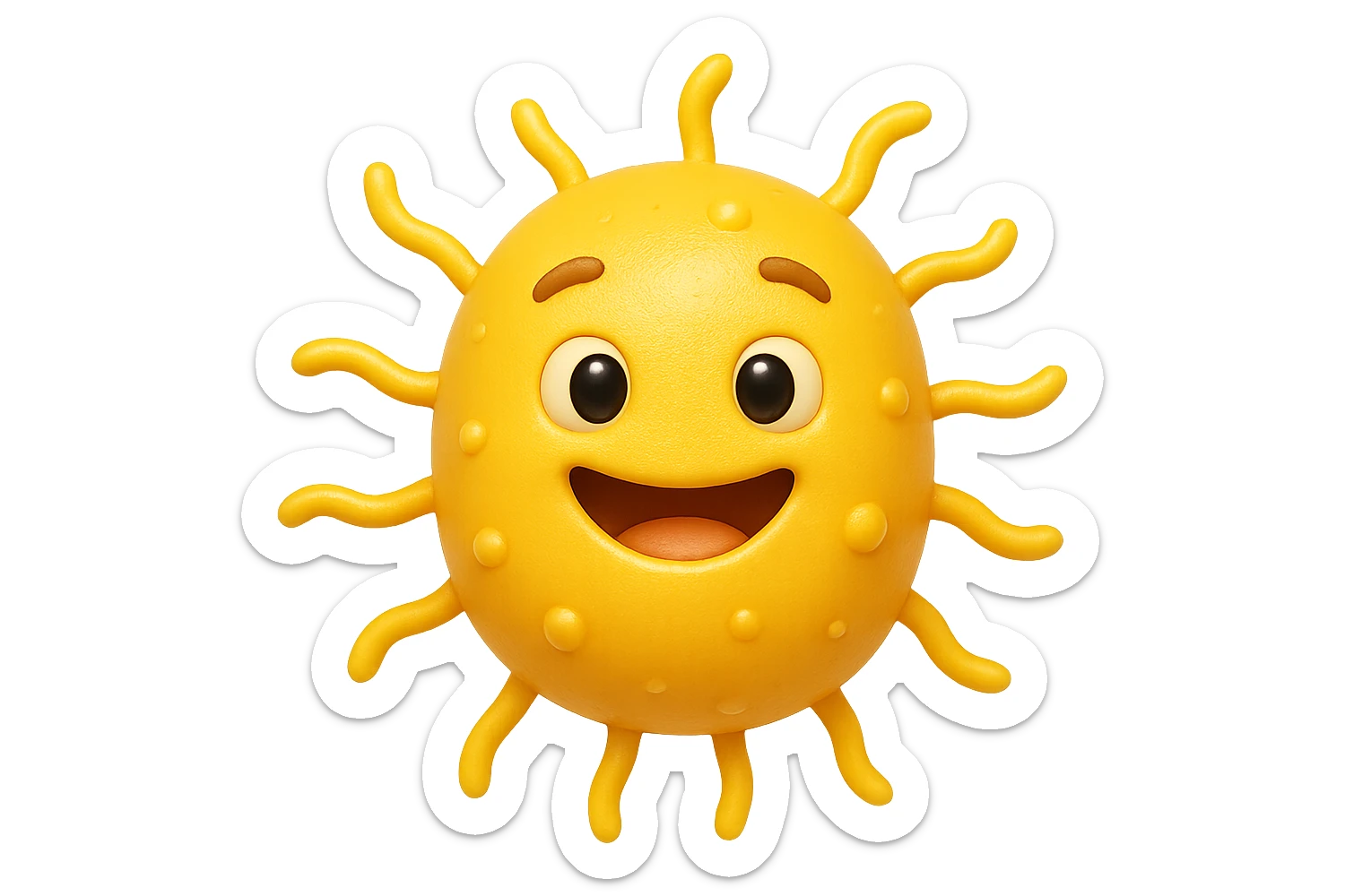 EMOJI STILE IPHONE DI BATTERI INTESTINALI FELICI CHE FLUTTUANO IN ARIA IPERREALISTICO 4K sticker