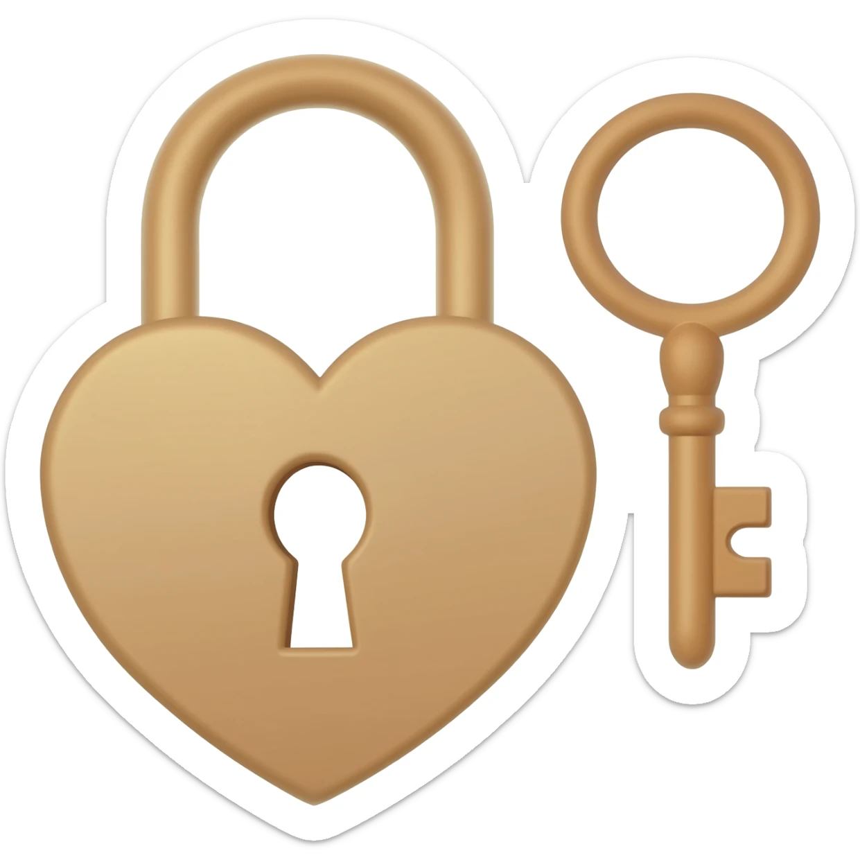 Light beige heart-shaped lock and key sticker