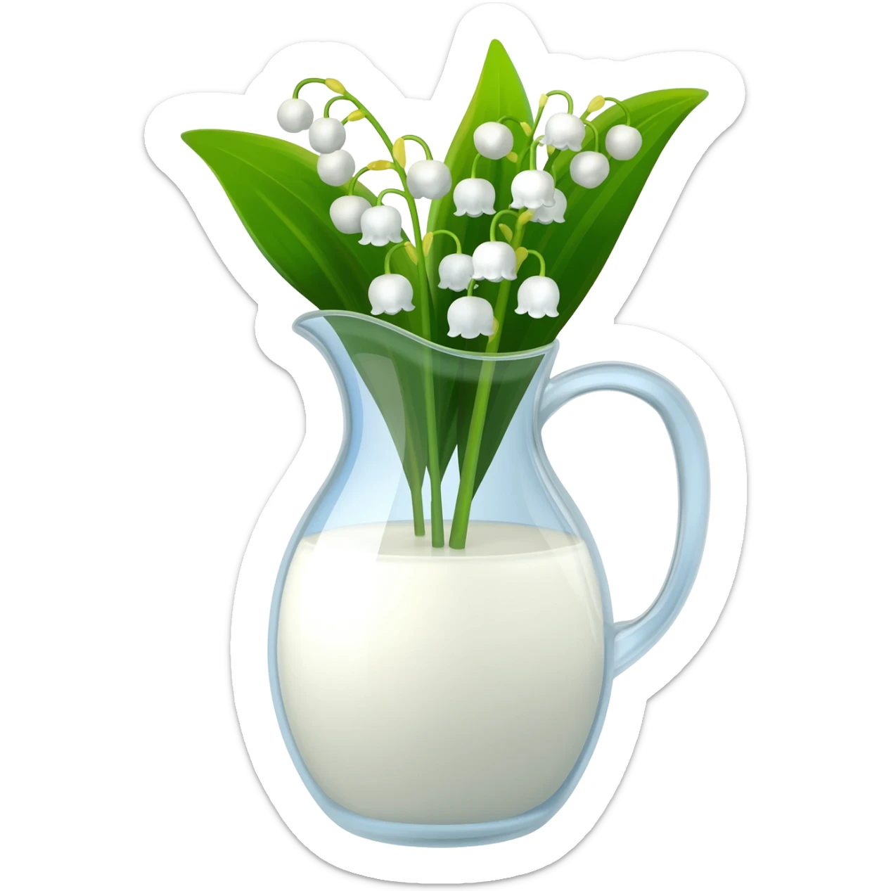 lily of the valley in a milk jug sticker