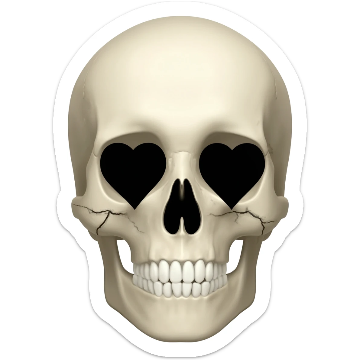 Black hearted eyes skull sticker
