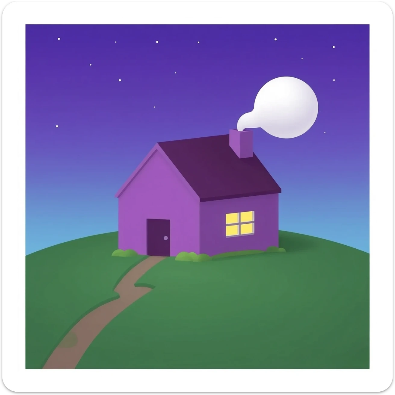 cozy purple house with warm glowing window sticker