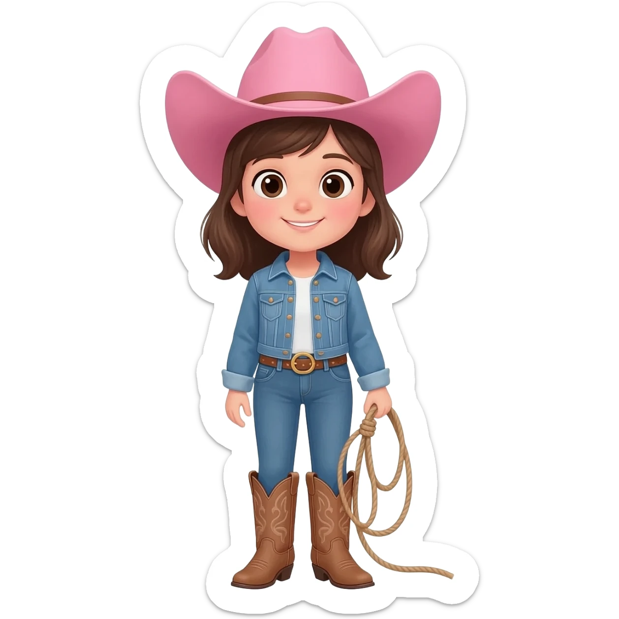 Pink cowboy girl sticker