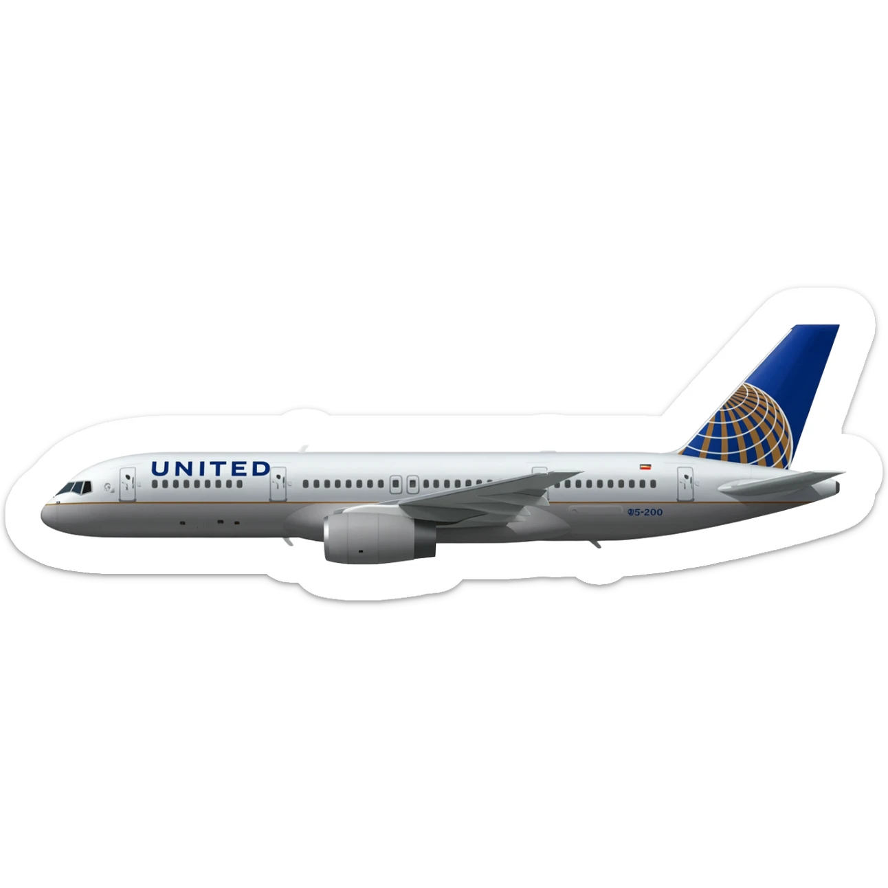 United Airlines Flight 93 (Battleship Gray) Boeing 757-200 sticker