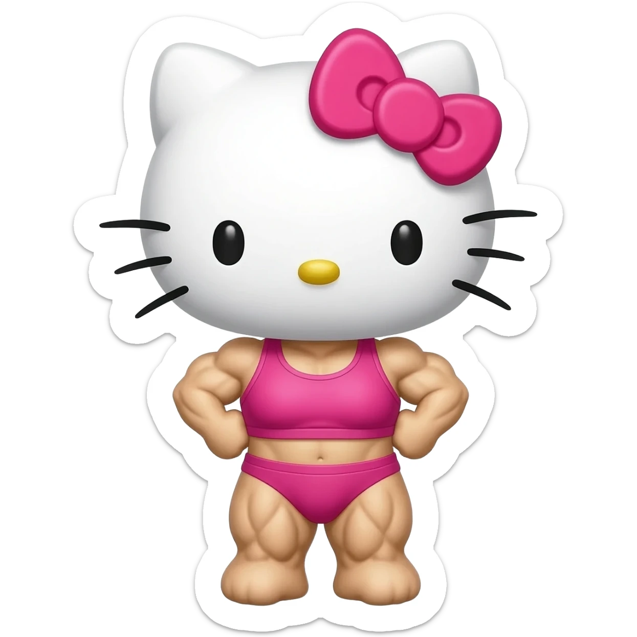 Hello kitty with muscles wearing sports bra sticker