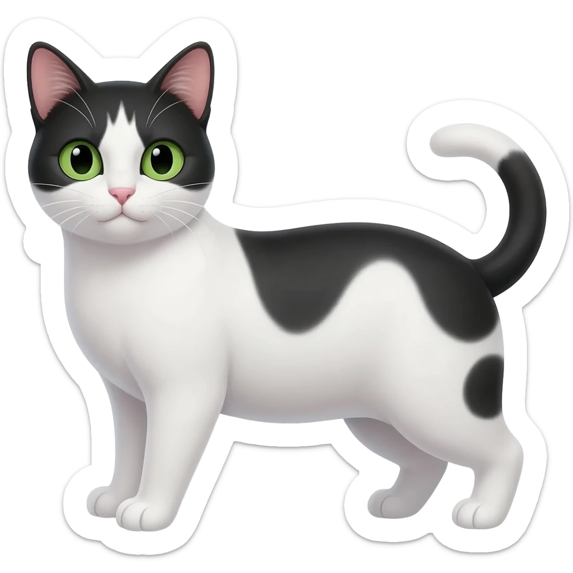 Cat White and black eyes green sticker