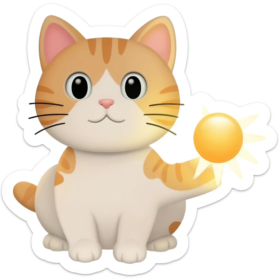 Cat with sun between waving hand sticker