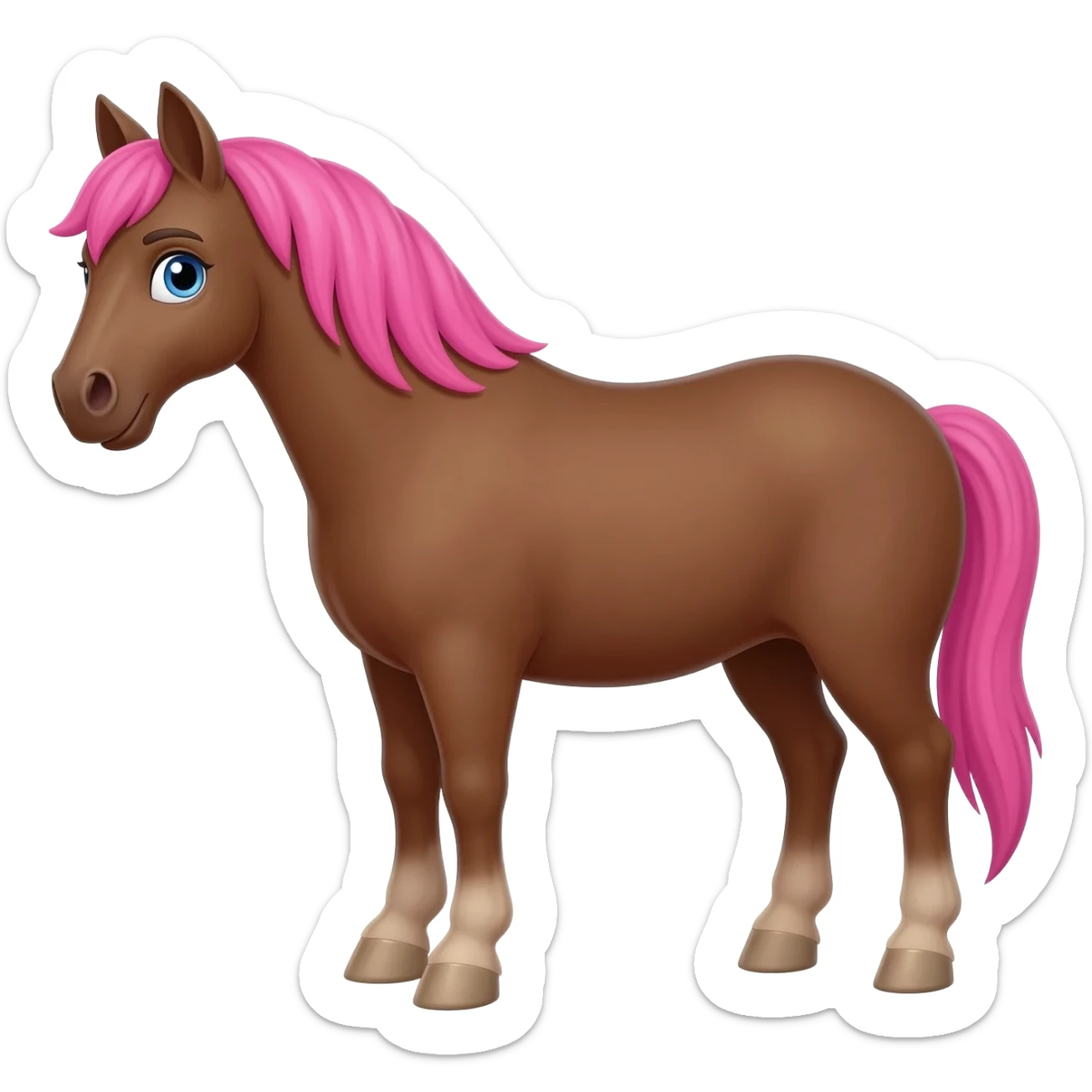 cheval marrons avec des mèche rose avec des yeux bleu sticker