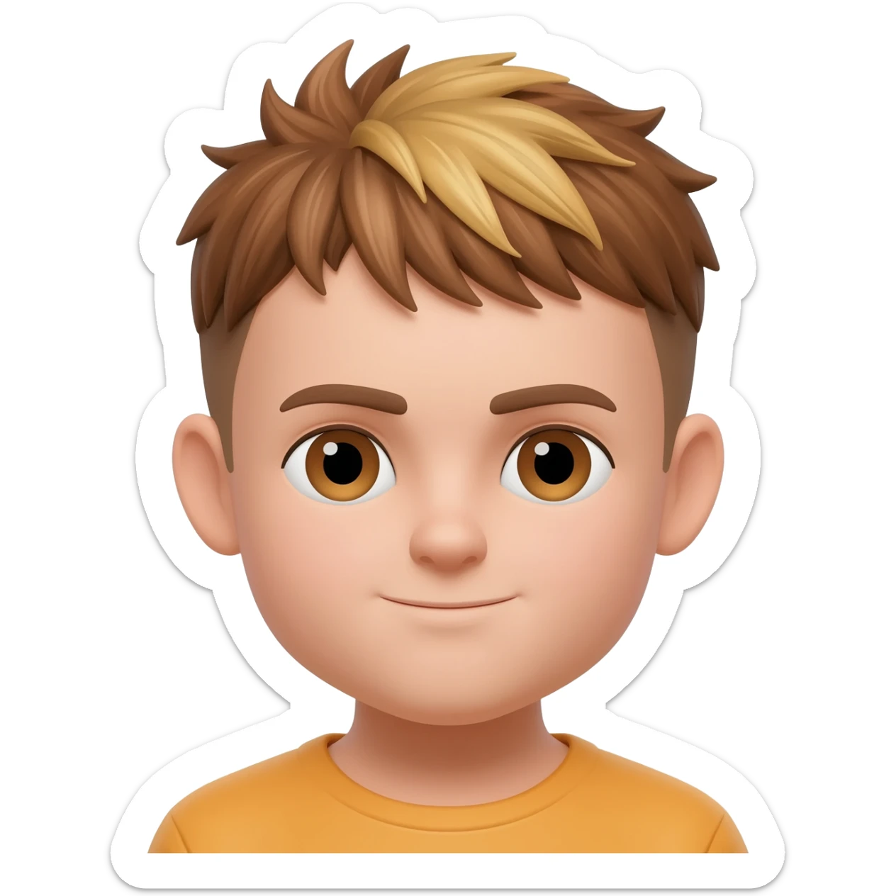 A boy. With the hair in brown and blonde in strands but to be realisef sticker