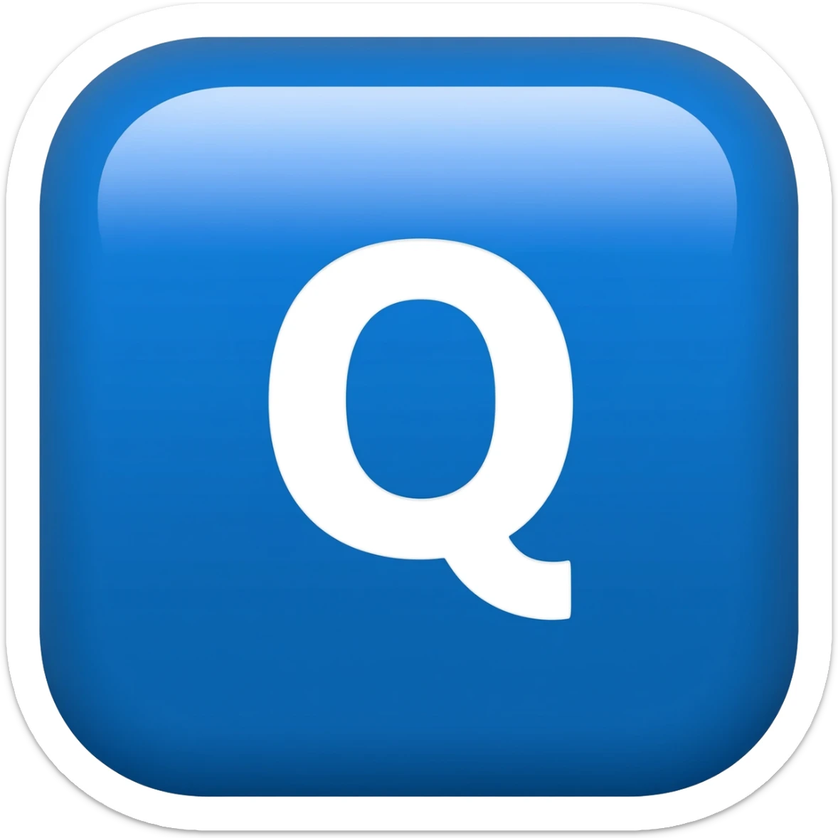 "3D premium,3D rounded-square icon in  bleu with a beveled edge, bold serif white letter 'Q'centered, strong specular highlights, inner glow, 1024x1024, png" sticker