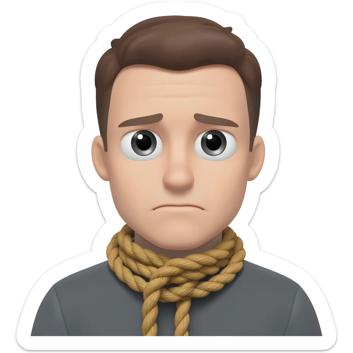 sad hangman with rope sticker