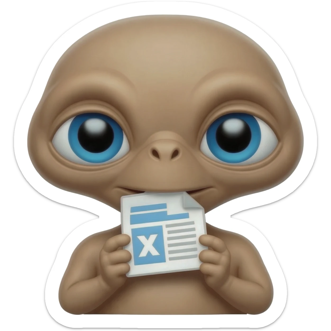 E.T. The Extra-Terrestrial from the movie eating an Excel file icon sticker
