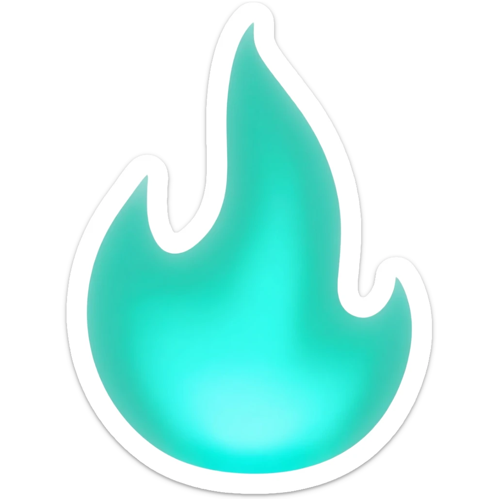 blue green flame sticker