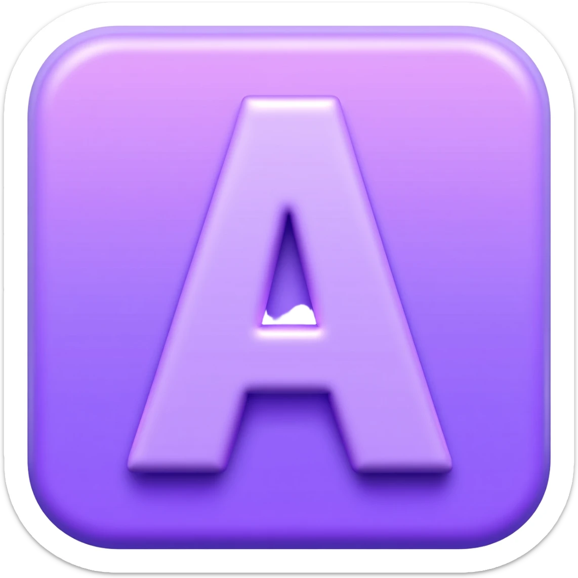 lettre i, style 3D premium
"3D rounded-square icon in soft violet with a beveled edge, bold serif letter 'A' centered, strong specular highlights, inner glow, 1024x1024, SVG" sticker