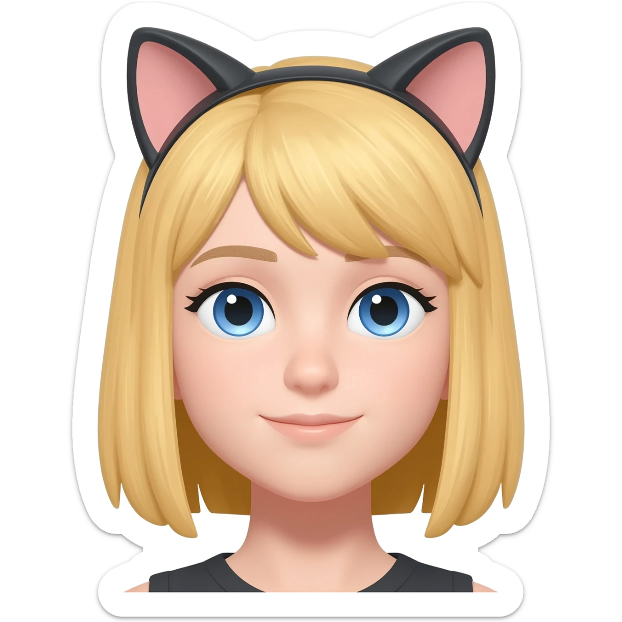 fille blonde yeux bleu oreille chat sticker