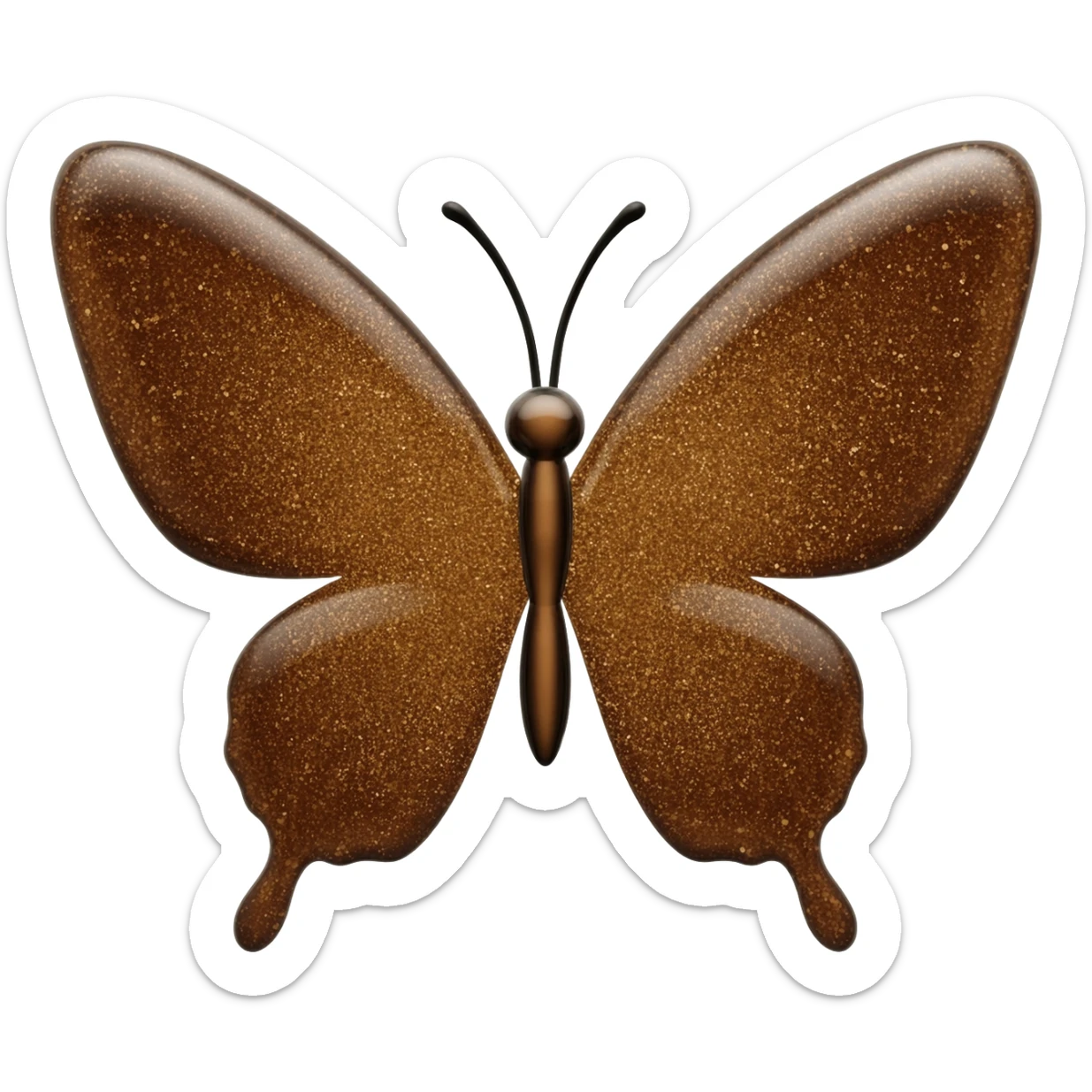 borboleta marrom vidro gliter sticker