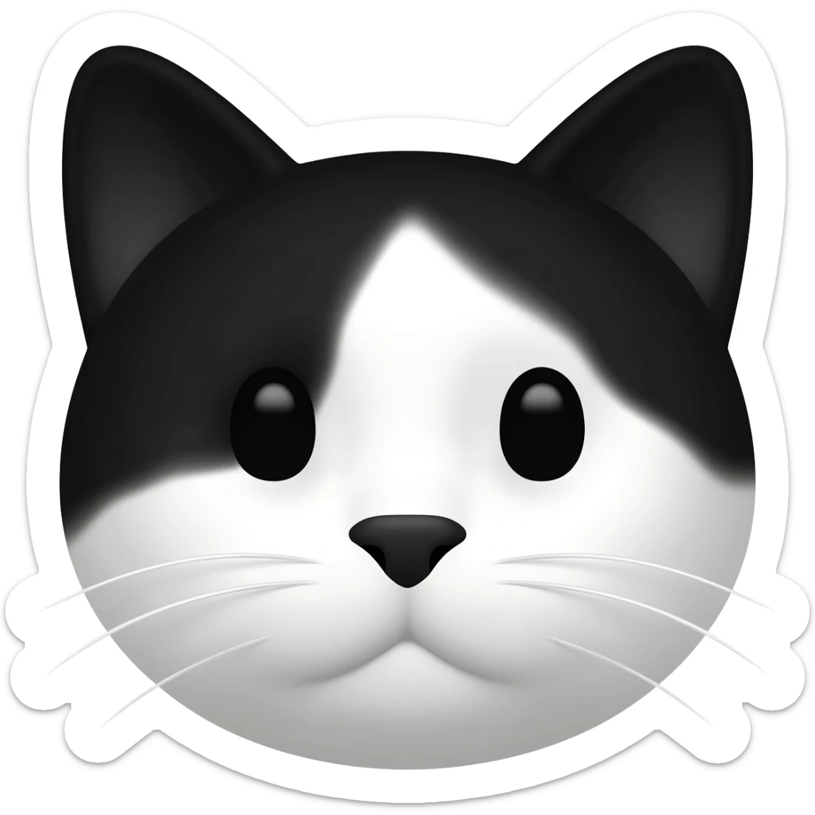 head of a bicolor cat with a black nose and a black chin sticker