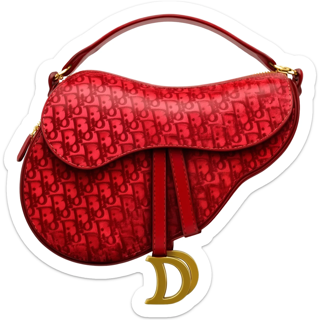 red dior printed saddle bag sticker
