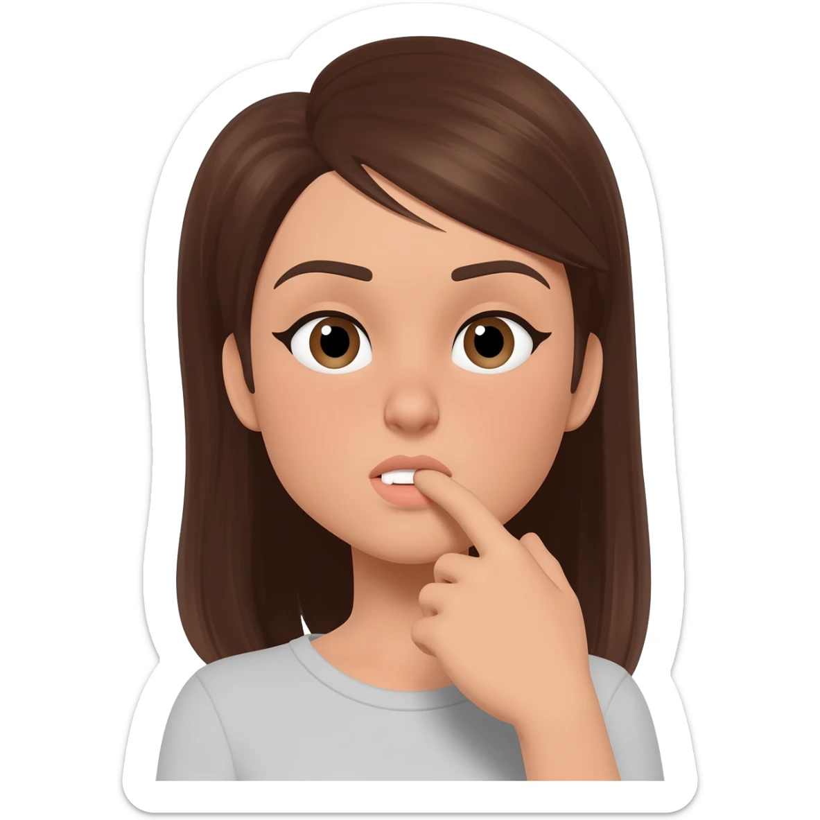 A woman biting her finger sticker