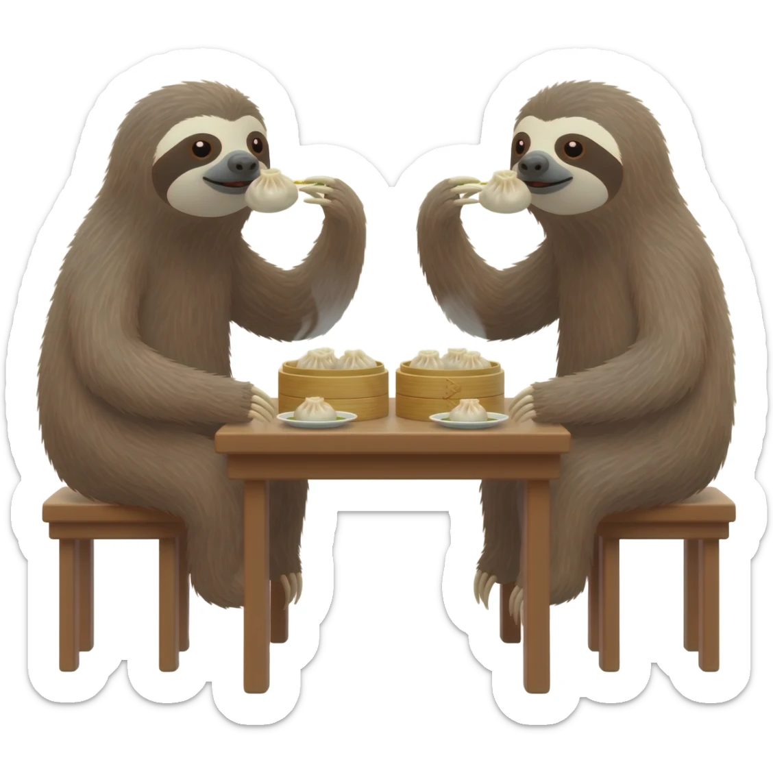 Two sloths having dim sum sticker