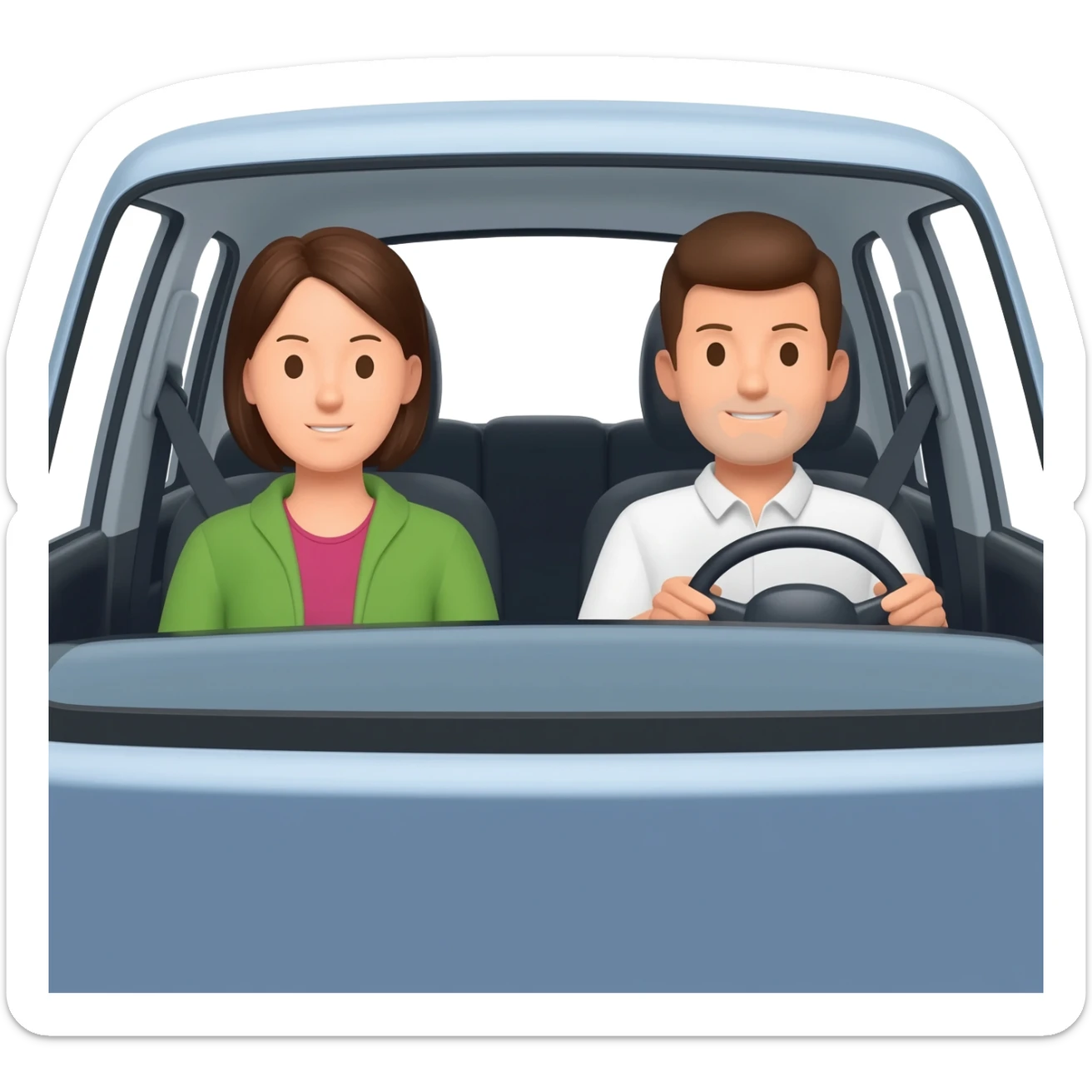 a driver and a passenger in a car sticker
