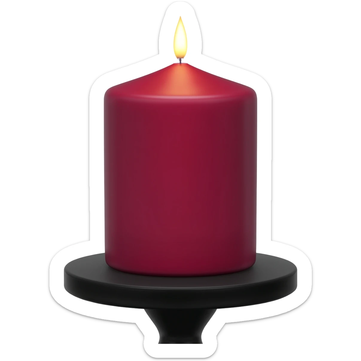 Dark-maroom-Red candle on a black stand sticker