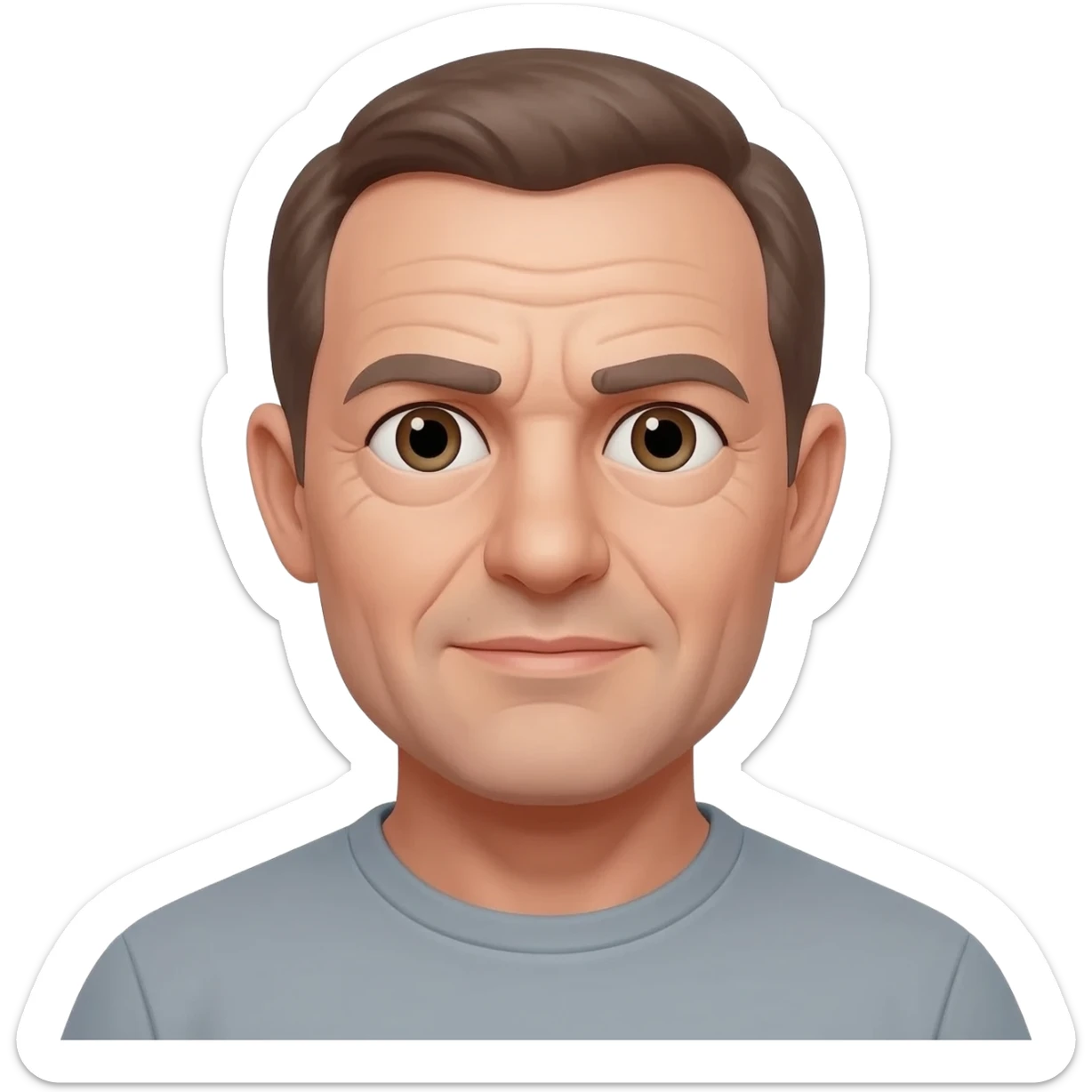 No hair White man with brown hair in his 40’s balding and no mustache or facial. sticker