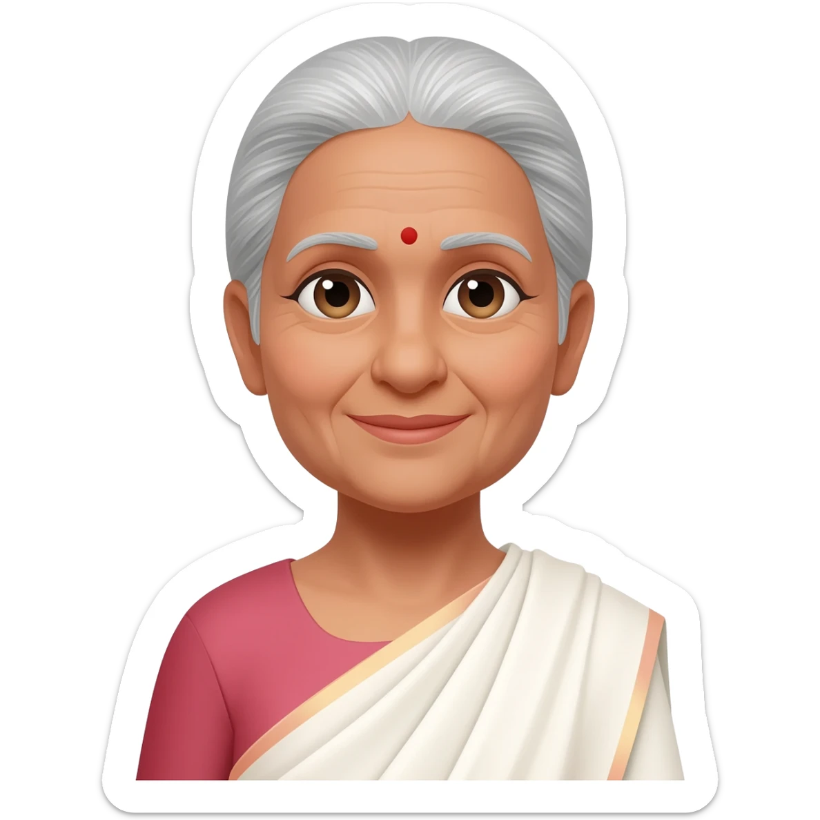 old lady in white saree sticker