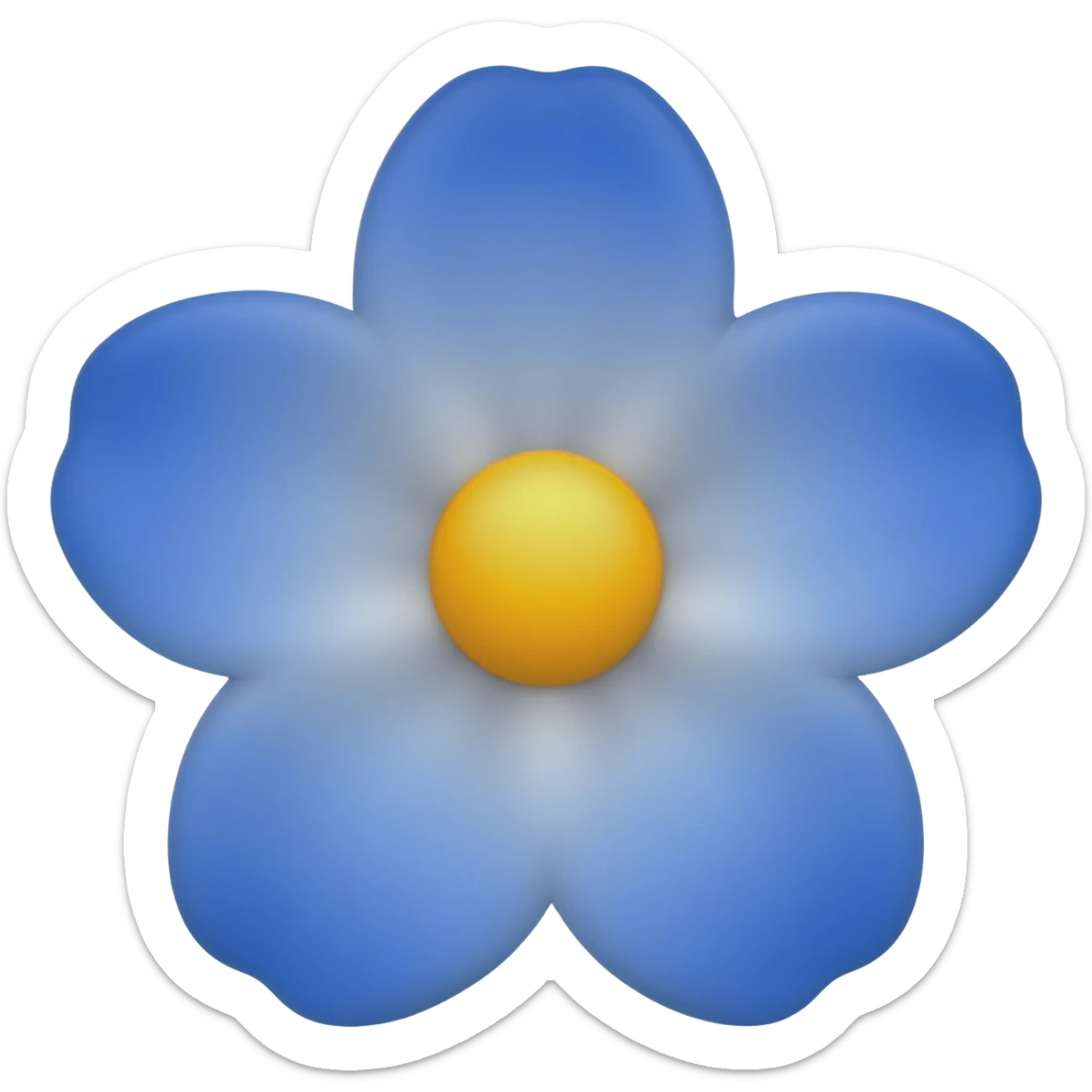White and blue flower real sticker