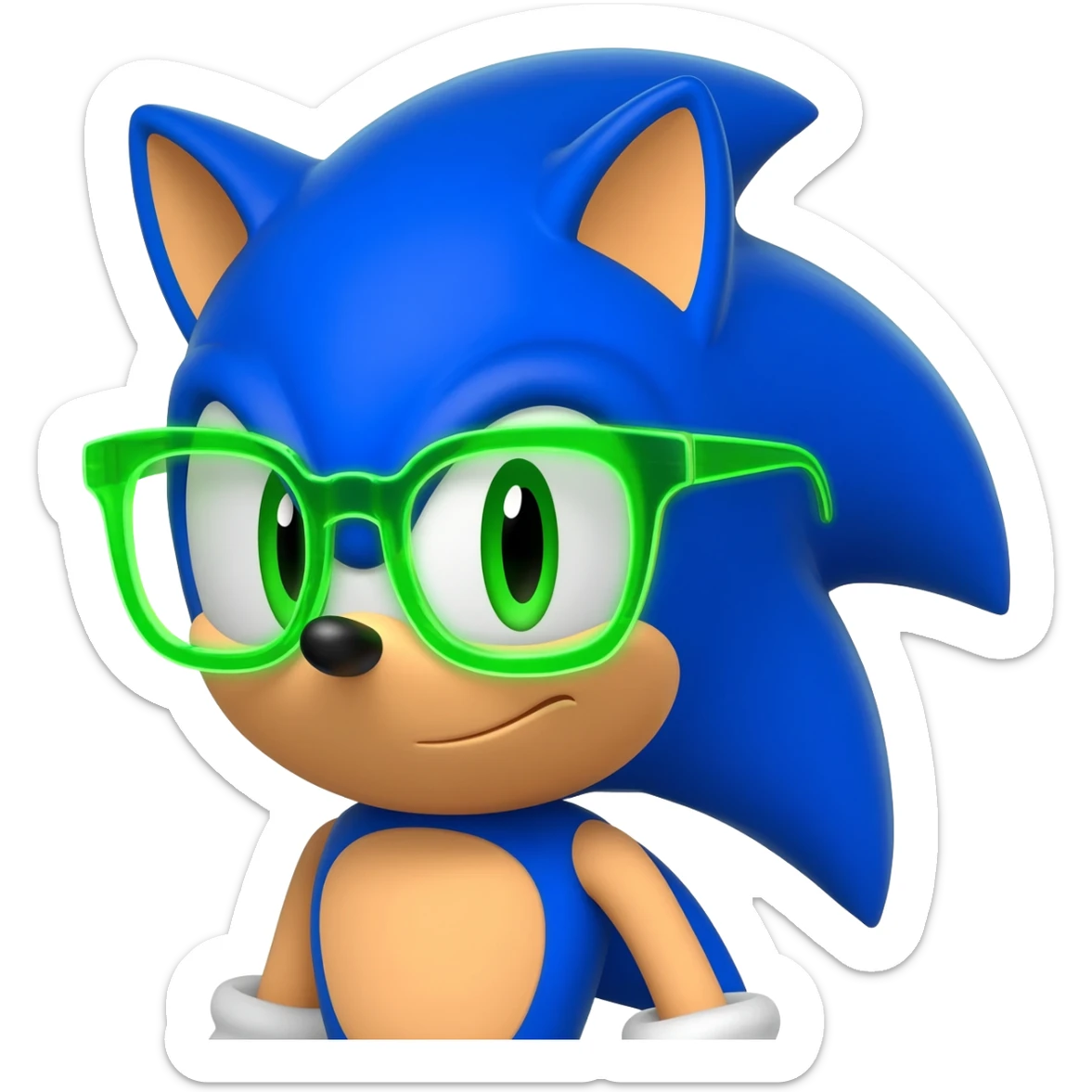 Sonic the hedgehog with y2k esthetic neon green glasses sticker