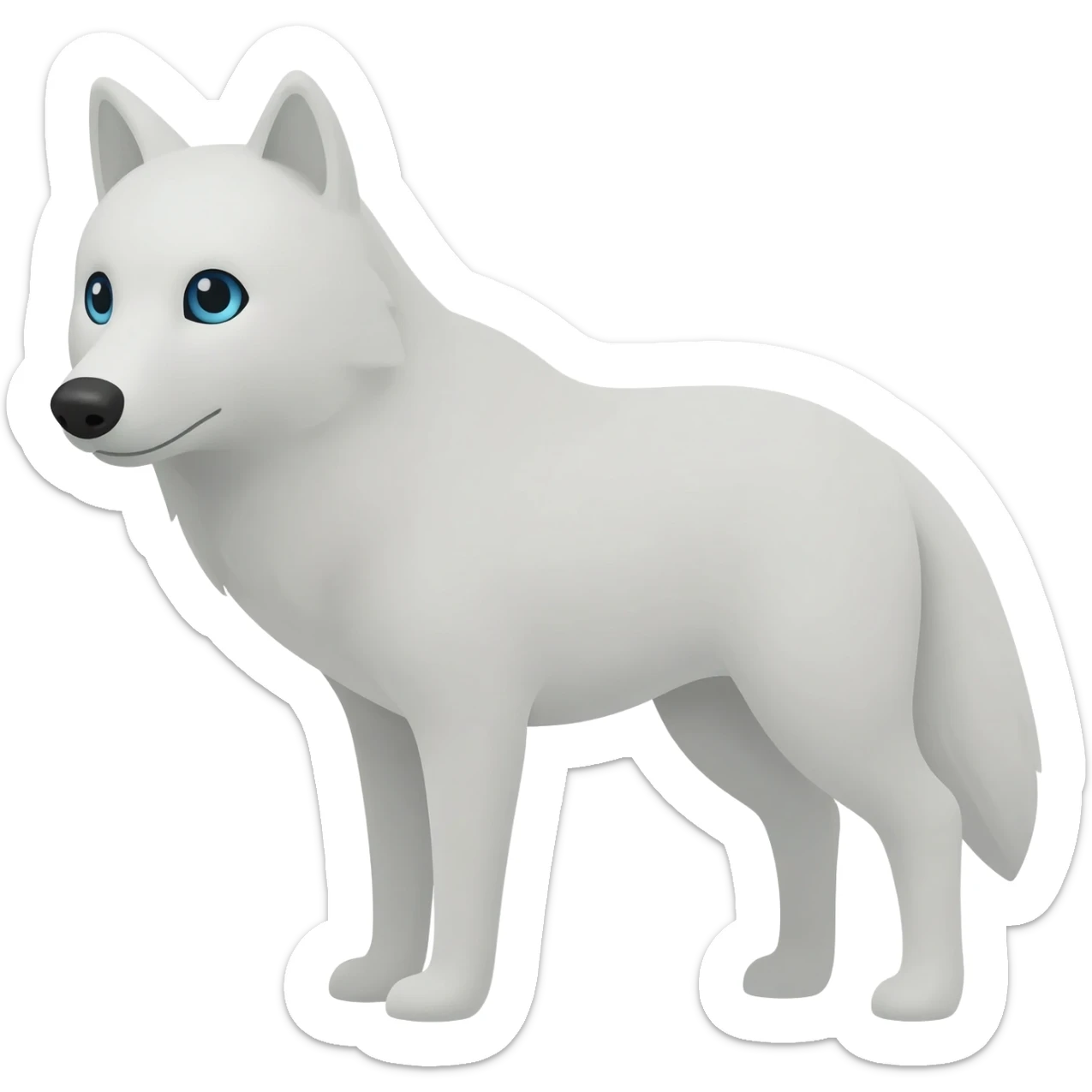 Sad white wolf with blue eyes sticker