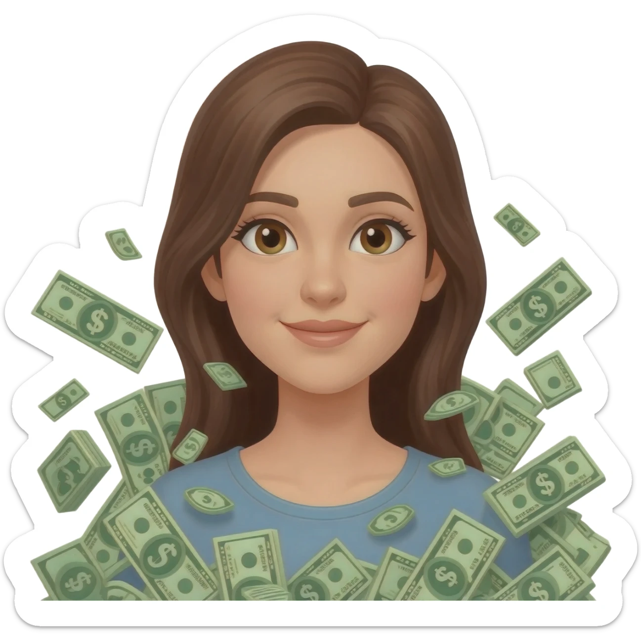 Brown haired woman with money and audit rules and policies and procedures around her sticker