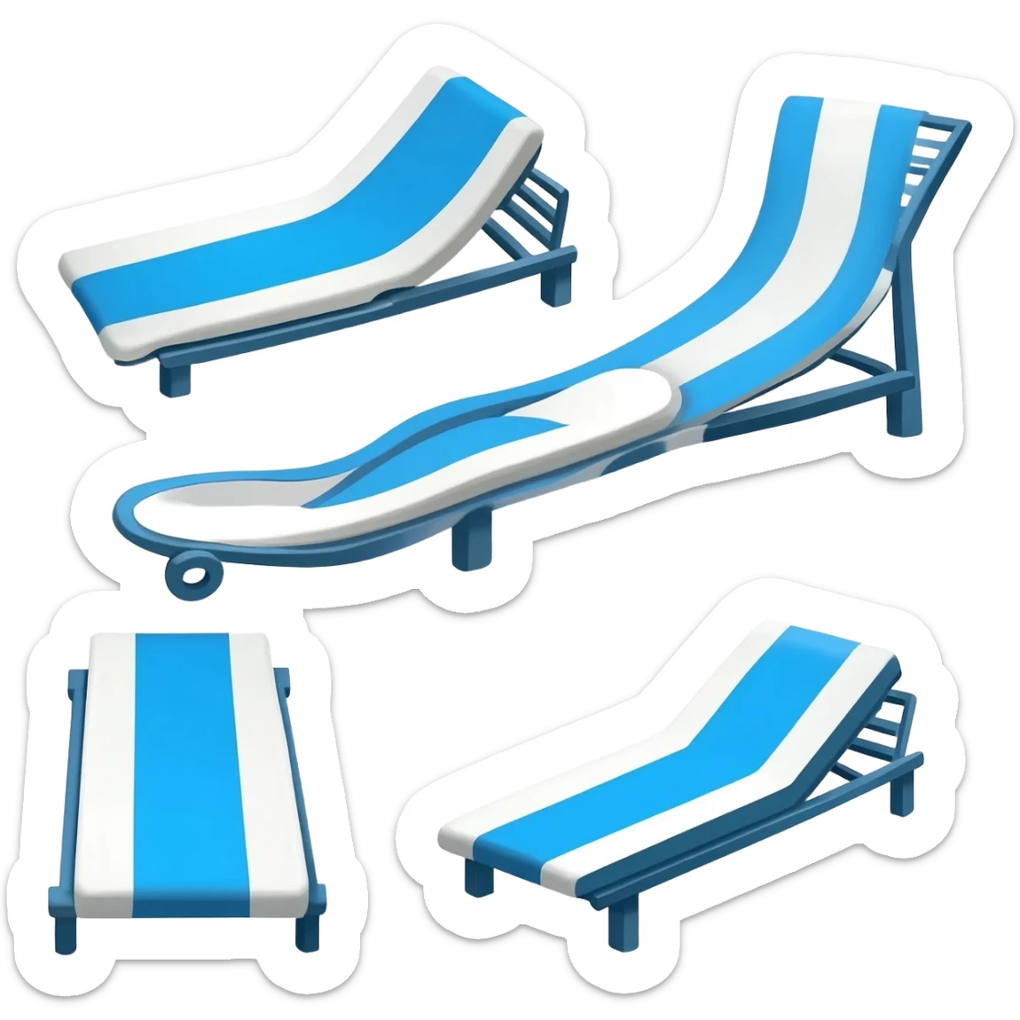 5 blue and white spa loungers sticker