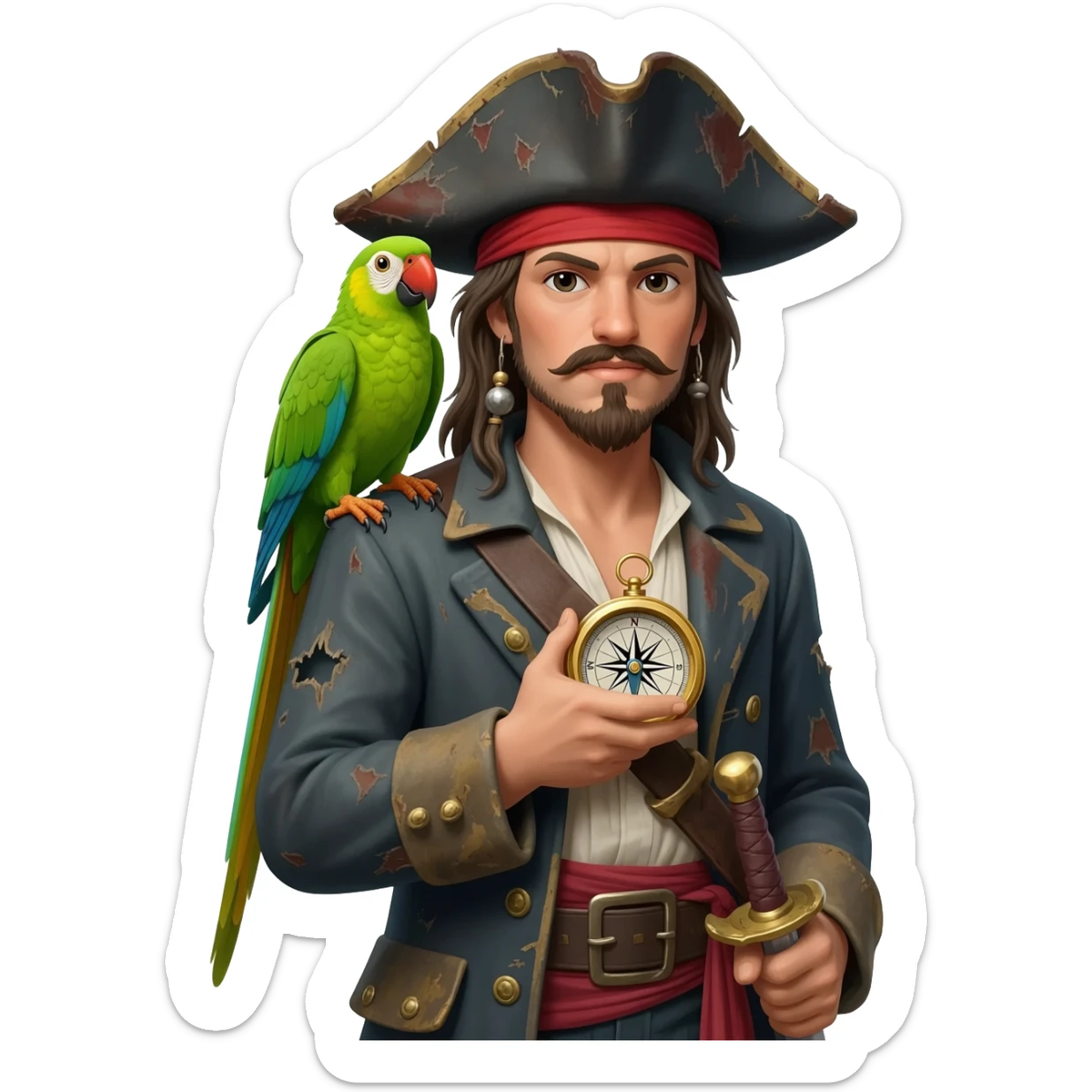 pirate and parrot sticker